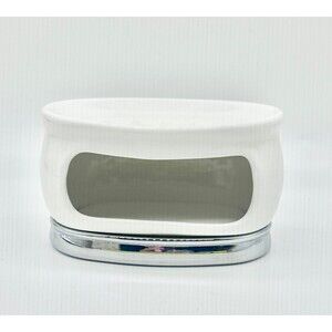 White Oval Ceramic Soap Bowl Dish storage for sponges loofahs or wash cloth.
